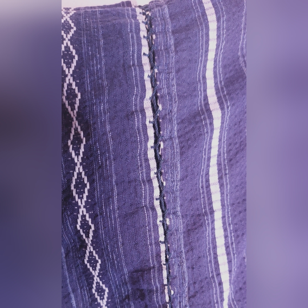 Japanese Kimono Cotton Cardigan Jacket Kimono Japan Textured Size LL Blue Stripe - Picture 5 of 16